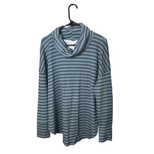 Lularoe Aubrey XL Soft Striped Cowl Neck Button Cuff‎ Long Sleeve Top Blouse